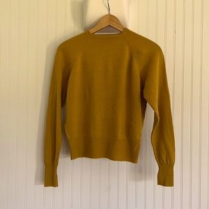 Vintage 1950s Wool Raglan Sleeve Sweater Mustard Yellow
